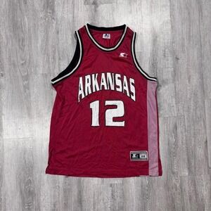 Starter Arkansas Razorbacks 12 Mens Basketball Jersey Crimson White